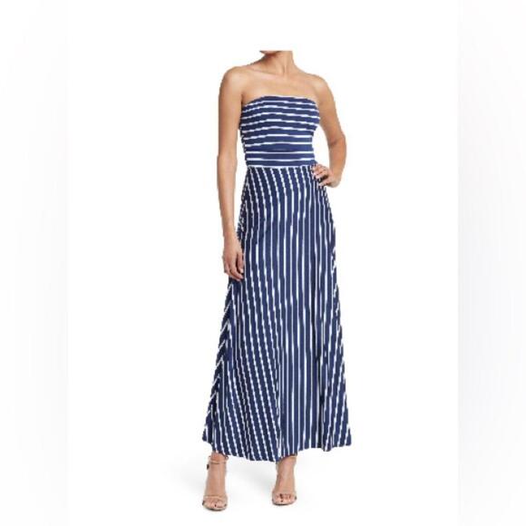 West Kei blue/white striped strapless maxi dress. Sz med.  EUC - personal closet - Picture 1 of 4